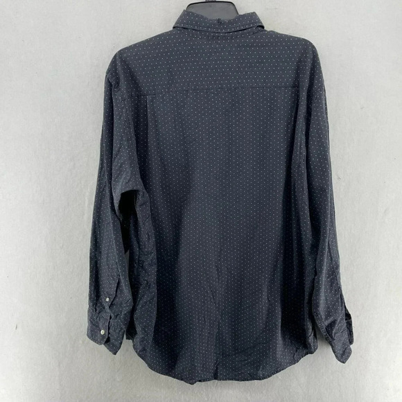 J.Crew Button-Up Shirt Men's Sz M Gray Polka Dot Collared High-Low Hem - Picture 7 of 11